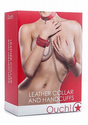 �������� ��� ������� Leather Collar and Handcuffs Red