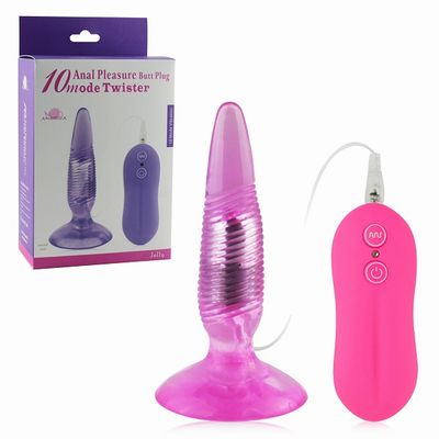 Розовая анальная вибропробка Twister с пультом