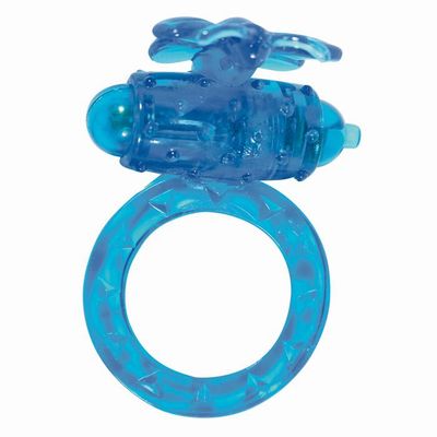 Голубое виброкольцо на пенис Flutter-Ring
