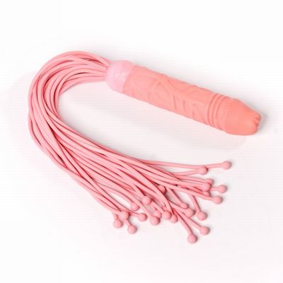 Розовая латексная плеть с ручкой-фаллосом