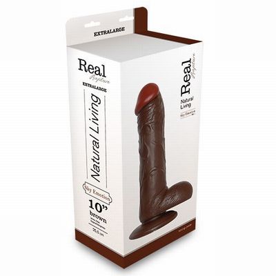������������� REALISTIC DILDO REAL RAPTURE BROWN 10" T4L-00700696
