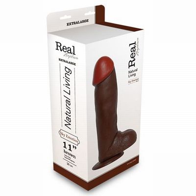 ������������� REALISTIC DILDO REAL RAPTURE BROWN 11" T4L-00700697
