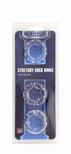 ����� �� 3 ���������� ����������� ����� MENZSTUFF STRETCHY COCK RINGS