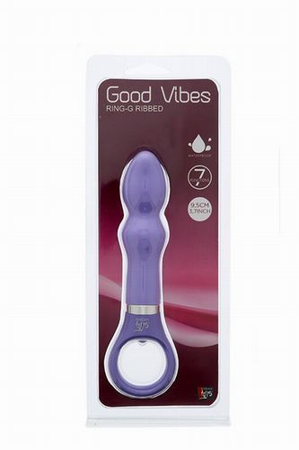 Фиолетовый анальный вибратор GOOD VIBES RING-G RIBBED - 15,5 см.