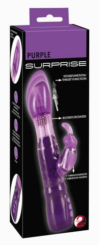 Фиолетовый вибратор с ротацией и клиторальной стимуляцией Purple Surprise