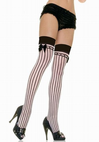 ������� � ������� � ��������� �������� SHEER PIN STRIPE THIGH HIGHS
