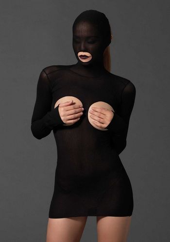 ���� ������-����� MASKED CUPLESS MINI DRESS