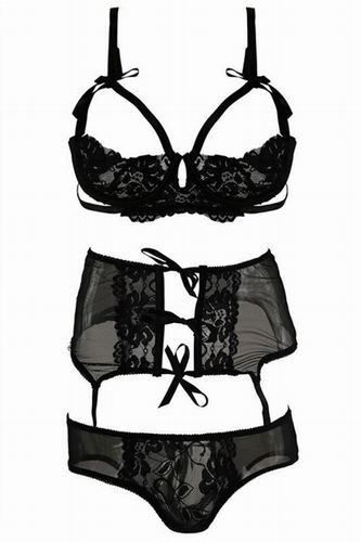 �������� 3 PC SHOW ME BRA GARTER CROTCHLESS PANTY