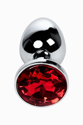 Анальный страз Metal by TOYFA, металл, темно-серебристый, с кристаллом цвета рубин..